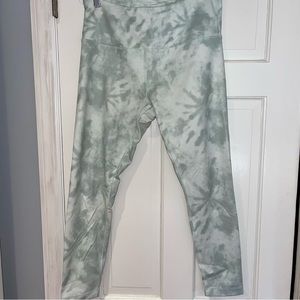 Green and white leggings